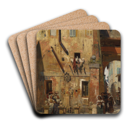 Gasse in Siena by Theodor Josef Ethofer Art Drink Coaster set