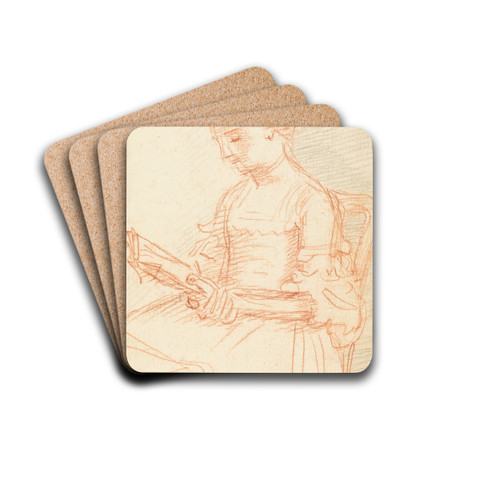 Seated Lady with Book by William Hoare of Bath Drink Coasters - set of 4