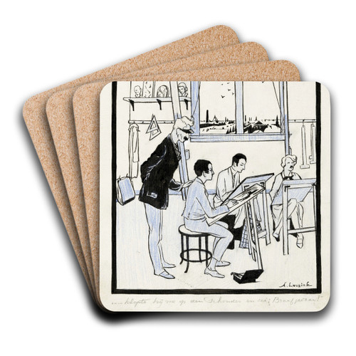 Hein in een tekenles by Anny Leusink Art Drink Coaster set
