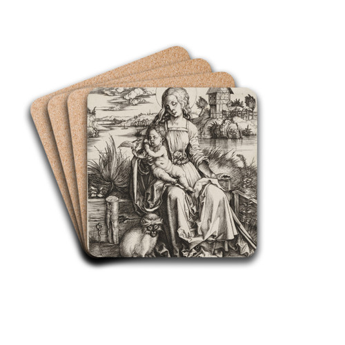 Virgin and Child with the Monkey by Albrecht Drer Drink Coasters - set of 4 Virgin and Child with the Monkey by Albrecht Drer Drink Coasters - set of 4