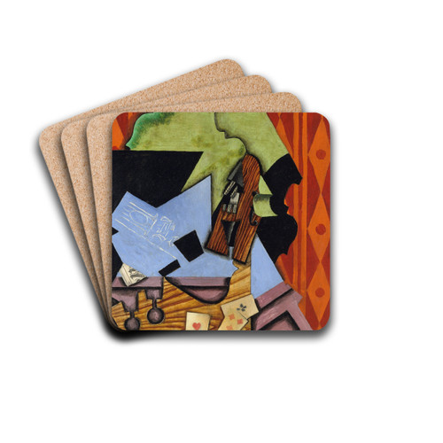 Violin and Playing Cards on a Table by Juan Gris Drink Coasters - set of 4