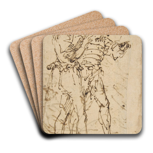 Two Standing Men Gesticulating by Salvator Rosa Art Drink Coaster set