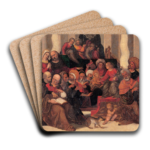 Christ among the doctors by Workshop of Ludovico Mazzolino Art Drink Coaster set