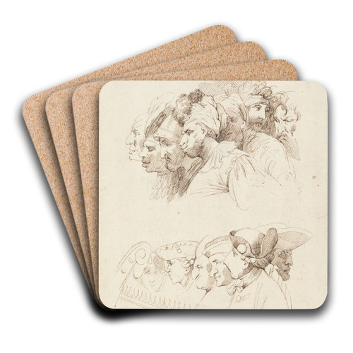 Studies of Groups of Heads by John Hamilton Mortimer Art Drink Coaster set