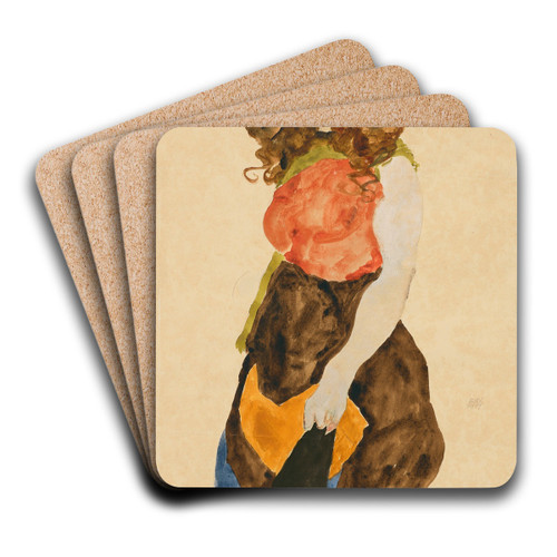 Stehende Frau (Dirne) by Egon Schiele Art Drink Coaster set