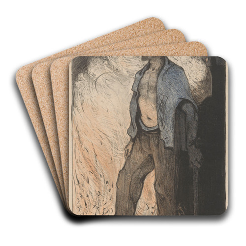 Arbeider bij een vuur 2 by Richard Nicolas Roland Holst Art Drink Coaster set