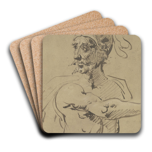 Warrior in half figure by Jacob de Gheyn II Art Drink Coaster set Warrior in half figure by Jacob de Gheyn II Art Drink Coaster set
