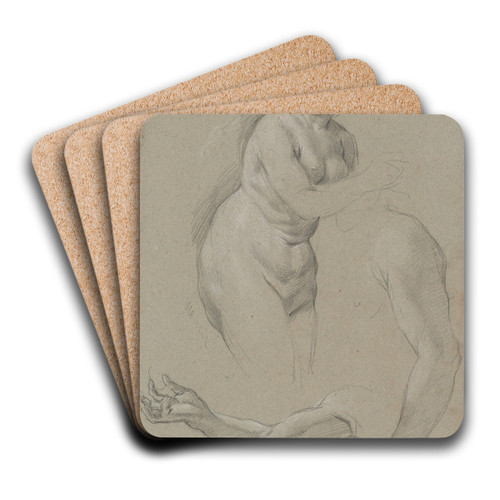 A Female Nude and Two Studies of an Arm, One Holding aMiniature by School of Carlo Maratti Art Drink Coaster set