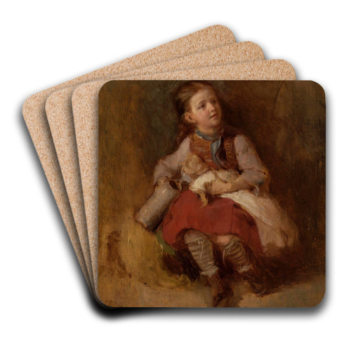 Girl with a doll by Aleksander Kotsis Art Drink Coaster set