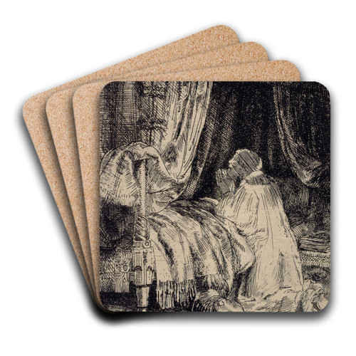 David in Prayer by Rembrandt van Rijn Art Drink Coaster set