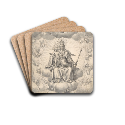 Madonna and Child Enthroned by Hans Werl Drink Coasters - set of 4