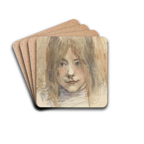Portret van een meisje by Jozef Israls Drink Coasters - set of 4
