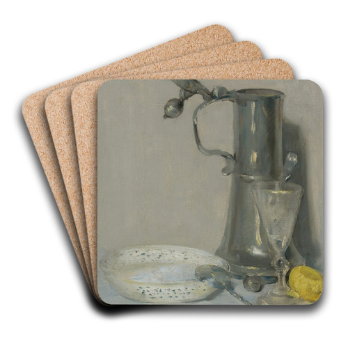Still Life With Flagon, Glass And Bowl by Julian Alden Weir Art Drink Coaster set
