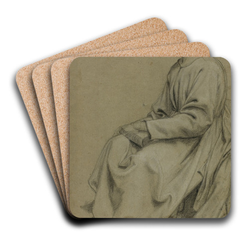 Seated Monk Holding Book by Domenico Fiasella Art Drink Coaster set