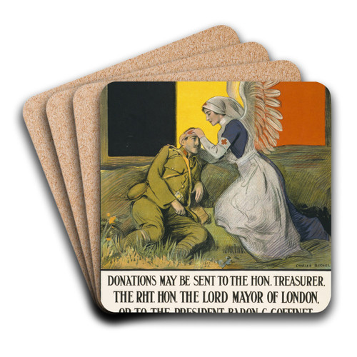 Belgian Red Cross by Charles Buchel Art Drink Coaster set