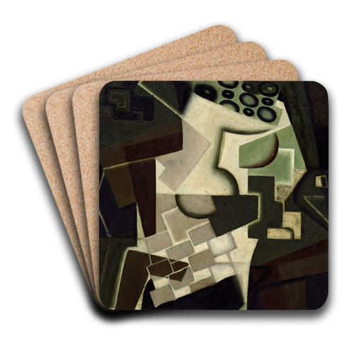 Compotier et nappe  carreaux (Fruit Dish on a Checkered Tablecloth) by Juan Gris Art Drink Coaster set