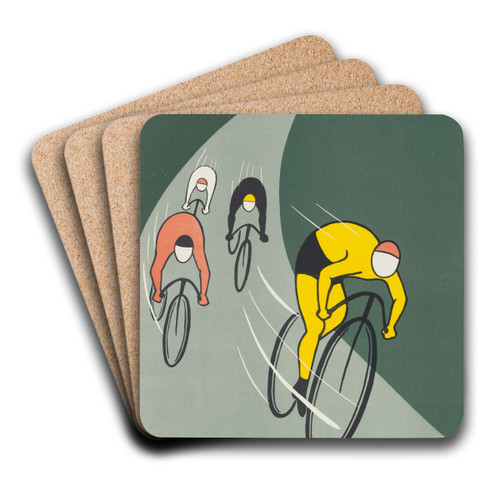 Ryukyuan-American Friendship Committee Bicycle Race by U.S. Information Agency Art Drink Coaster set