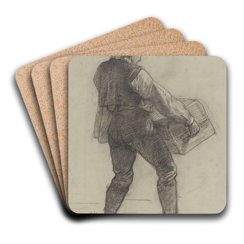 Mann som brer kuffert by Adolph Tidemand Art Drink Coaster set