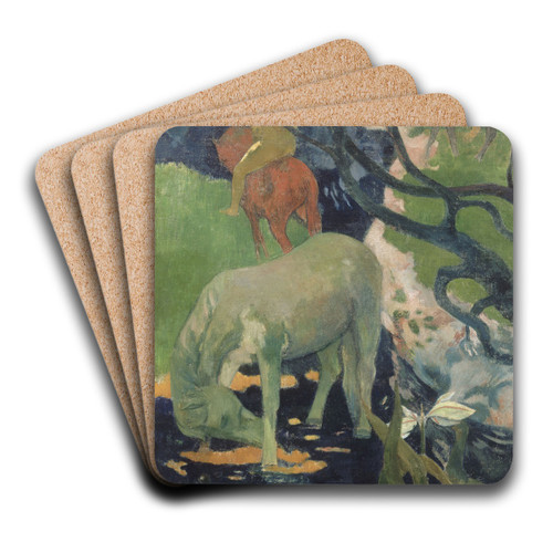 The White Horse by Paul Gauguin Art Drink Coaster set
