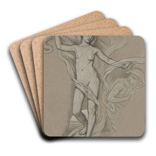 Study forLuna by Elihu Vedder Art Drink Coaster set