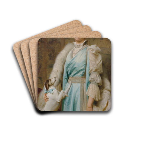 Portrait of a Lady in an Aquamarine Dress by Charles Edward Perugini Drink Coasters - set of 4 Portrait of a Lady in an Aquamarine Dress by Charles Edward Perugini Drink Coasters - set of 4