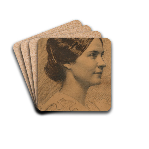 Portrait prsum de Marguerite, pouse de l'artiste by Jules Flour Drink Coasters - set of 4 Portrait prsum de Marguerite, pouse de l'artiste by Jules Flour Drink Coasters - set of 4