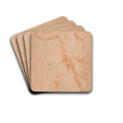 Mandlig modelstudie, stende_med lftet arm by Hendrik Krock Drink Coasters - set of 4