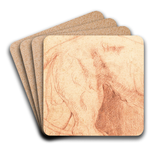 Fragment of a Lion Bas-Relief (verso) by Giovanni Battista Piranesi Art Drink Coaster set