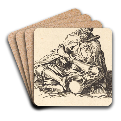 The Sick Man by After Jacques Callot Art Drink Coaster set