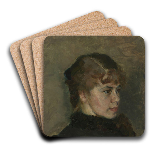 Young Lady by Christian Krohg Art Drink Coaster set