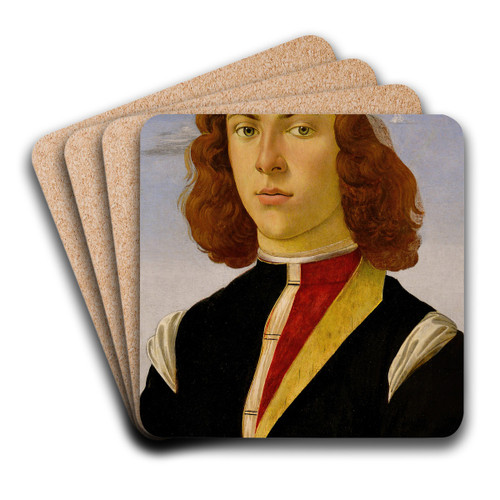 Portrait of a young man by Sandro Botticelli Art Drink Coaster set