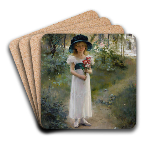 Au Jardin by Albert Edelfelt Art Drink Coaster set