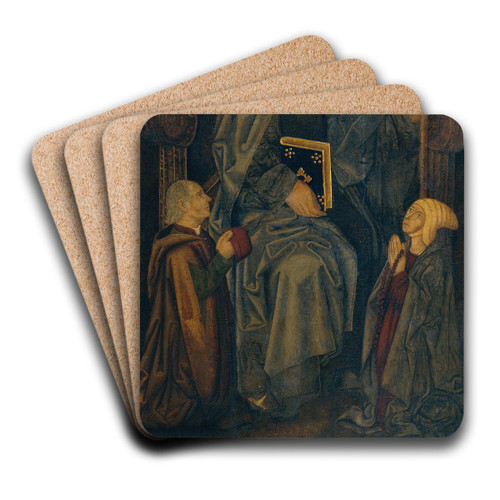 Saint Anthony the Abbot and Donors by Martn Bernat Art Drink Coaster set