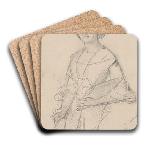 Portrait study of Jadwiga uszczewska  Deotyma by Jzef Simmler Art Drink Coaster set Portrait study of Jadwiga uszczewska  Deotyma by Jzef Simmler Art Drink Coaster set