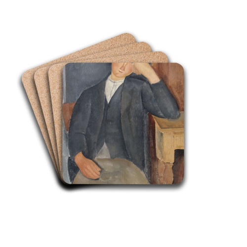 The Young Apprentice by Amedeo Modigliani Drink Coasters - set of 4 The Young Apprentice by Amedeo Modigliani Drink Coasters - set of 4