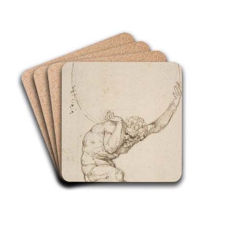 Crouching Figure of Atlas by Baldassare Peruzzi Drink Coasters - set of 4 Crouching Figure of Atlas by Baldassare Peruzzi Drink Coasters - set of 4
