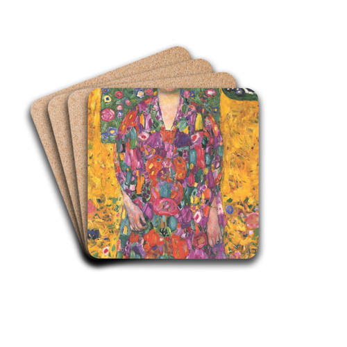 Portrait of Eugenia Primavesi by Gustav Klimt Drink Coasters - set of 4