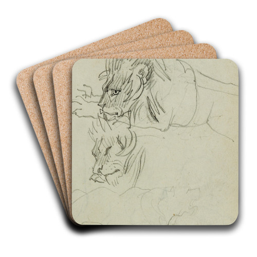 Three lion studies by Thodore Gricault Art Drink Coaster set Three lion studies by Thodore Gricault Art Drink Coaster set