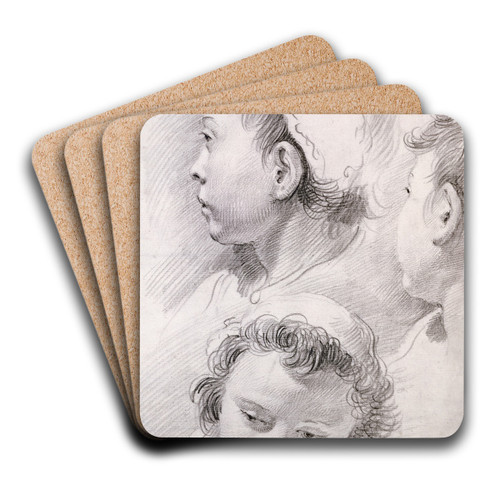 Three Studies of the Head of a Youth by Francesco Salvator Fontebasso Art Drink Coaster set