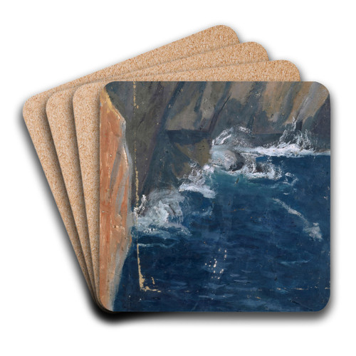 Wave Breaking at a Cliff by Ernst Schiess Art Drink Coaster set Wave Breaking at a Cliff by Ernst Schiess Art Drink Coaster set