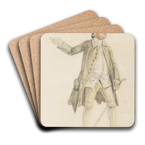 Study of a gentleman wearing a tricorn hat by Paul Sandby Art Drink Coaster set Study of a gentleman wearing a tricorn hat by Paul Sandby Art Drink Coaster set