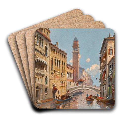 Venice, a View of a Canal by Karl Kaufmann Art Drink Coaster set