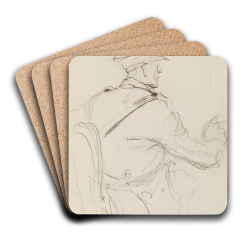Homme assis vu de dos en uniforme by Georges Hugo Art Drink Coaster set