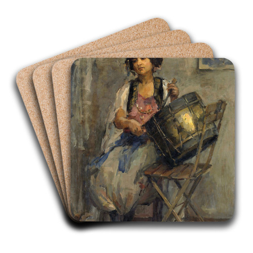The Lady Drummer by Isaac Israls Art Drink Coaster set