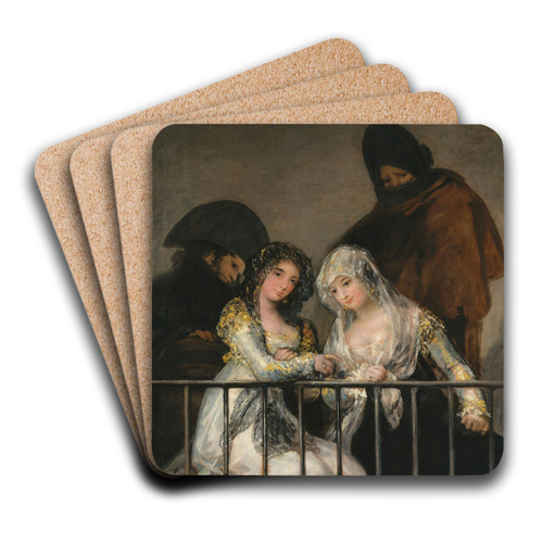 Majas on a Balcony by Francisco de Goya Art Drink Coaster set