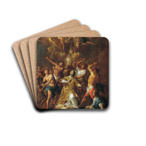 Stoning of St. Stephen by Franz Xaver Wagenschn Drink Coasters - set of 4