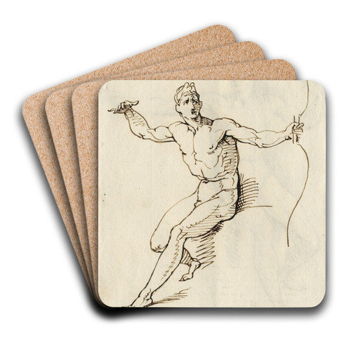 Naakte boogschutter, zittend by David Humbert de Superville Art Drink Coaster set Naakte boogschutter, zittend by David Humbert de Superville Art Drink Coaster set