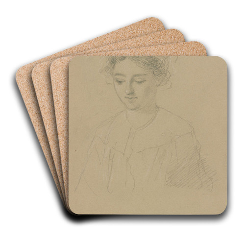Bust-Length Portrait of a Woman by Moritz Daniel Oppenheim Art Drink Coaster set Bust-Length Portrait of a Woman by Moritz Daniel Oppenheim Art Drink Coaster set