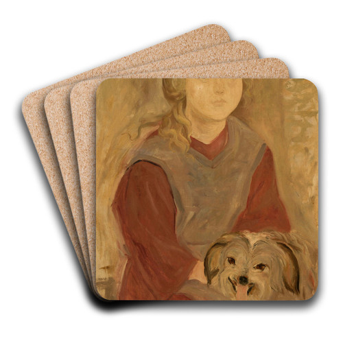 Little girl with a dog by Tadeusz Makowski Art Drink Coaster set Little girl with a dog by Tadeusz Makowski Art Drink Coaster set