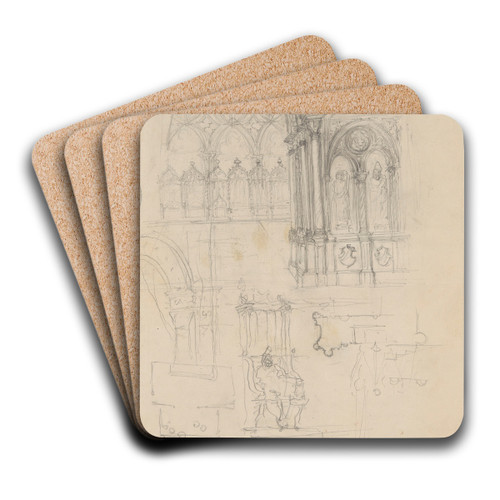 Sketches of fragments of Gothic architecture by Jzef Simmler Art Drink Coaster set Sketches of fragments of Gothic architecture by Jzef Simmler Art Drink Coaster set